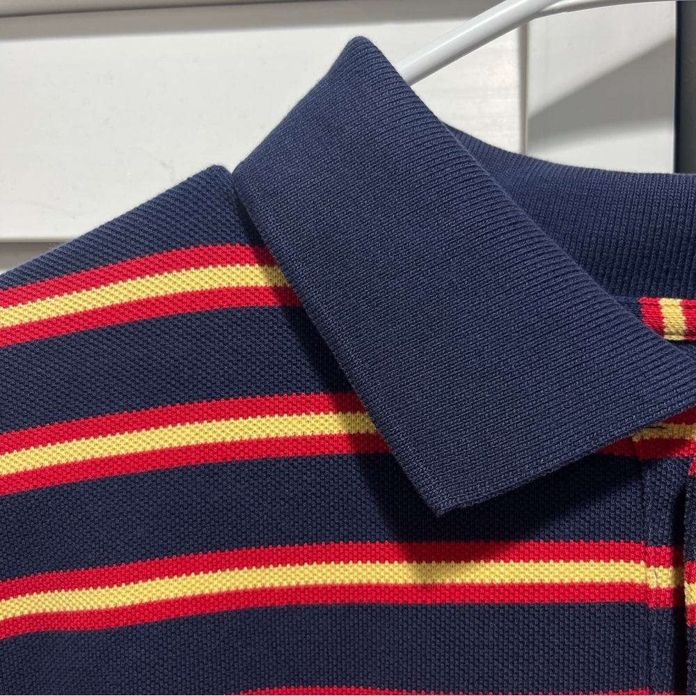 Imperfect collar shirt 100% cotton medium short sleeved striped textured shirt - Picture 4 of 13